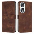 For Honor 90 Dream Triangle Leather Phone Case with Lanyard(Brown) - 1