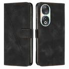 For Honor 90 Dream Triangle Leather Phone Case with Lanyard(Black) - 1