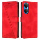 For Honor X7 4G Dream Triangle Leather Phone Case with Lanyard(Red) - 1