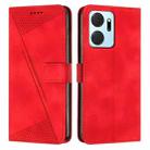 For Honor X7a Dream Triangle Leather Phone Case with Lanyard(Red) - 1