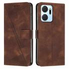 For Honor X7a Dream Triangle Leather Phone Case with Lanyard(Brown) - 1