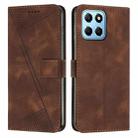 For Honor X8 5G Dream Triangle Leather Phone Case with Lanyard(Brown) - 1