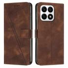 For Honor X8a Dream Triangle Leather Phone Case with Lanyard(Brown) - 1