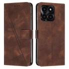 For Honor X6a Dream Triangle Leather Phone Case with Lanyard(Brown) - 1