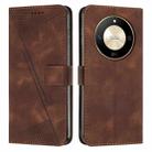 For Honor X50 Dream Triangle Leather Phone Case with Lanyard(Brown) - 1