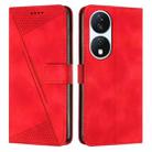 For Honor X7b Dream Triangle Leather Phone Case with Lanyard(Red) - 1