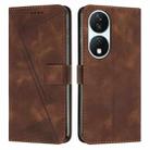 For Honor X7b Dream Triangle Leather Phone Case with Lanyard(Brown) - 1