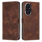 For Honor 200 Pro Dream Triangle Leather Phone Case with Lanyard(Brown) - 1