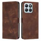 For Honor X8c 4G Dream Triangle Leather Phone Case with Lanyard(Brown) - 1