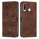 For Huawei P30 Lite Dream Triangle Leather Phone Case with Lanyard(Brown) - 1