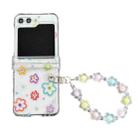 For Samsung Galaxy Z Flip5 Transparent PC All Inclusive Hinge Folding Phone Case with Bracelet(Hollow Flower) - 1