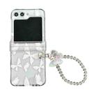 For Samsung Galaxy Z Flip5 Transparent PC All Inclusive Hinge Folding Phone Case with Bracelet(White Butterfly) - 1