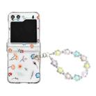 For Samsung Galaxy Z Flip5 Transparent PC All Inclusive Hinge Folding Phone Case with Bracelet(Small Flowers) - 1