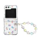 For Samsung Galaxy Z Flip5 Transparent PC All Inclusive Hinge Folding Phone Case with Bracelet(Colorful Flower) - 1