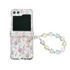 For Samsung Galaxy Z Flip5 Transparent PC All Inclusive Hinge Folding Phone Case with Bracelet(Big Tulip) - 1