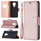 For Nokia 5.3 Litchi Texture Pure Color Horizontal Flip Leather Case with Holder & Card Slots & Wallet & Lanyard(Rose Gold) - 1