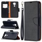 For Xiaomi Redmi Note 9 Litchi Texture Pure Color Horizontal Flip Leather Case with Holder & Card Slots & Wallet & Lanyard(Black) - 1