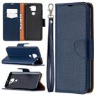 For Xiaomi Redmi Note 9 Litchi Texture Pure Color Horizontal Flip Leather Case with Holder & Card Slots & Wallet & Lanyard(Dark Blue) - 1