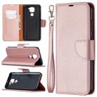 For Xiaomi Redmi Note 9 Litchi Texture Pure Color Horizontal Flip Leather Case with Holder & Card Slots & Wallet & Lanyard(Rose Gold) - 1