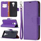 For Xiaomi Redmi Note 9 Litchi Texture Pure Color Horizontal Flip Leather Case with Holder & Card Slots & Wallet & Lanyard(Purple) - 1