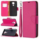 For Xiaomi Redmi Note 9 Litchi Texture Pure Color Horizontal Flip Leather Case with Holder & Card Slots & Wallet & Lanyard(Rose Red) - 1