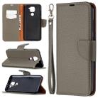 For Xiaomi Redmi Note 9 Litchi Texture Pure Color Horizontal Flip Leather Case with Holder & Card Slots & Wallet & Lanyard(Grey) - 1