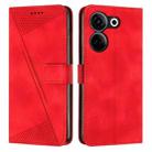 For Tecno Camon 20 / 20 Pro 4G Dream Triangle Leather Phone Case with Lanyard(Red) - 1