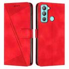 For Tecno Pop 5 LTE Dream Triangle Leather Phone Case with Lanyard(Red) - 1