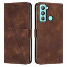 For Tecno Pop 5 LTE Dream Triangle Leather Phone Case with Lanyard(Brown) - 1