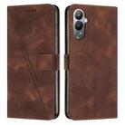 For Tecno Pova 4 Dream Triangle Leather Phone Case with Lanyard(Brown) - 1