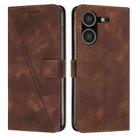 For Tecno Pova 5 Dream Triangle Leather Phone Case with Lanyard(Brown) - 1