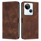 For Tecno Spark 10 5G Dream Triangle Leather Phone Case with Lanyard(Brown) - 1