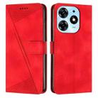 For Tecno Spark 10 Pro Dream Triangle Leather Phone Case with Lanyard(Red) - 1