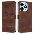 For Tecno Spark 10 Pro Dream Triangle Leather Phone Case with Lanyard(Brown) - 1