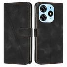 For Tecno Spark 10 Pro Dream Triangle Leather Phone Case with Lanyard(Black) - 1