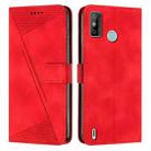 For Tecno Spark Go 2020 Dream Triangle Leather Phone Case with Lanyard(Red) - 1