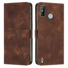 For Tecno Spark Go 2020 Dream Triangle Leather Phone Case with Lanyard(Brown) - 1