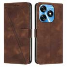 For Tecno Spark 10 / 10C Dream Triangle Leather Phone Case with Lanyard(Brown) - 1