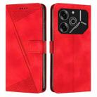 For Tecno Pova 6 Pro Dream Triangle Leather Phone Case with Lanyard(Red) - 1