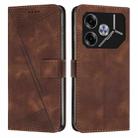 For Tecno Pova 6 Dream Triangle Leather Phone Case with Lanyard(Brown) - 1