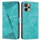 For Realme 9i 5G Dream Triangle Leather Phone Case with Lanyard(Green) - 1