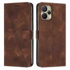 For Realme 9i 5G Dream Triangle Leather Phone Case with Lanyard(Brown) - 1