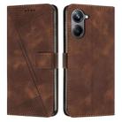 For Realme 10 Pro 5G Dream Triangle Leather Phone Case with Lanyard(Brown) - 1