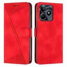 For Realme C53 Dream Triangle Leather Phone Case with Lanyard(Red) - 1