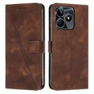 For Realme C53 Dream Triangle Leather Phone Case with Lanyard(Brown) - 1