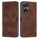 For Realme C55 Dream Triangle Leather Phone Case with Lanyard(Brown) - 1