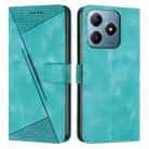 For Realme C63 Dream Triangle Leather Phone Case with Lanyard(Green) - 1