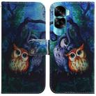 For Honor 90 Lite Coloured Drawing Flip Leather Phone Case(Oil Painting Owl) - 1