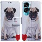For Honor 90 Lite Coloured Drawing Flip Leather Phone Case(Pug) - 1