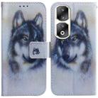 For Honor 90 Pro Coloured Drawing Flip Leather Phone Case(White Wolf) - 1